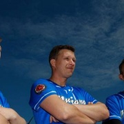 The game of softball in Whanganui could have a big lift with two established teams now playing across both tiers of the senior men's grades in the Manawatu Softball Ass. Looking to the future are the new Mustangs team, which includes Jake Hollis, left, Ben Hollis (both ex students) & Aaron Maney. PHOTO / Stuart Munro; Chronicle 6/10/18.